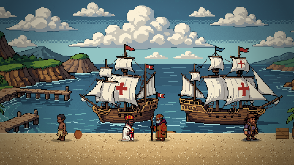 Portuguese ships off the Kongo coast as King Afonso meets their captain